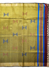 Bhagalpuri Tussar Silk Saree - 3 Pink & Yellow - Wefta