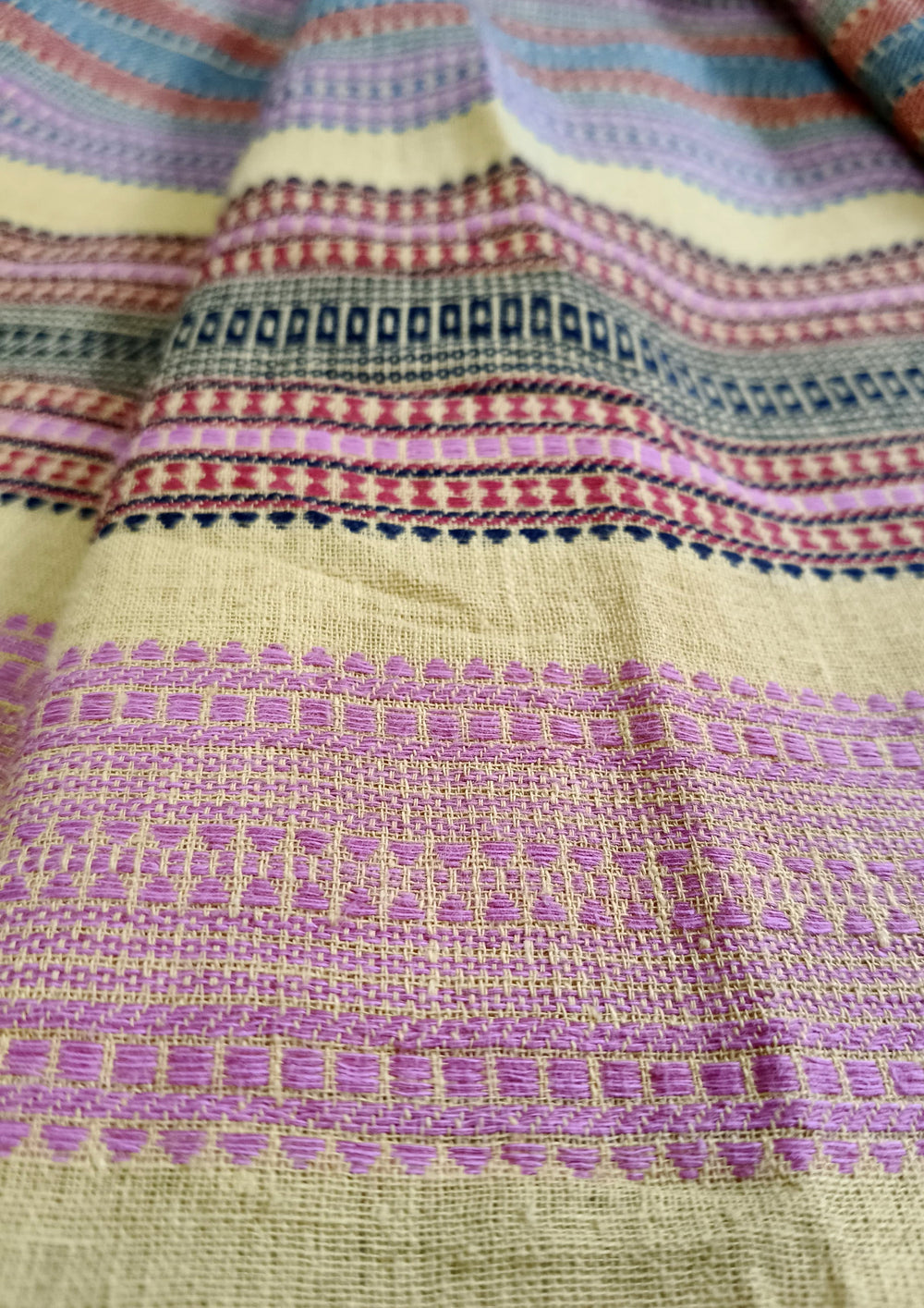 Bhujodi Kala Cotton Saree (Kutchi)- 3KC Yellow - Wefta