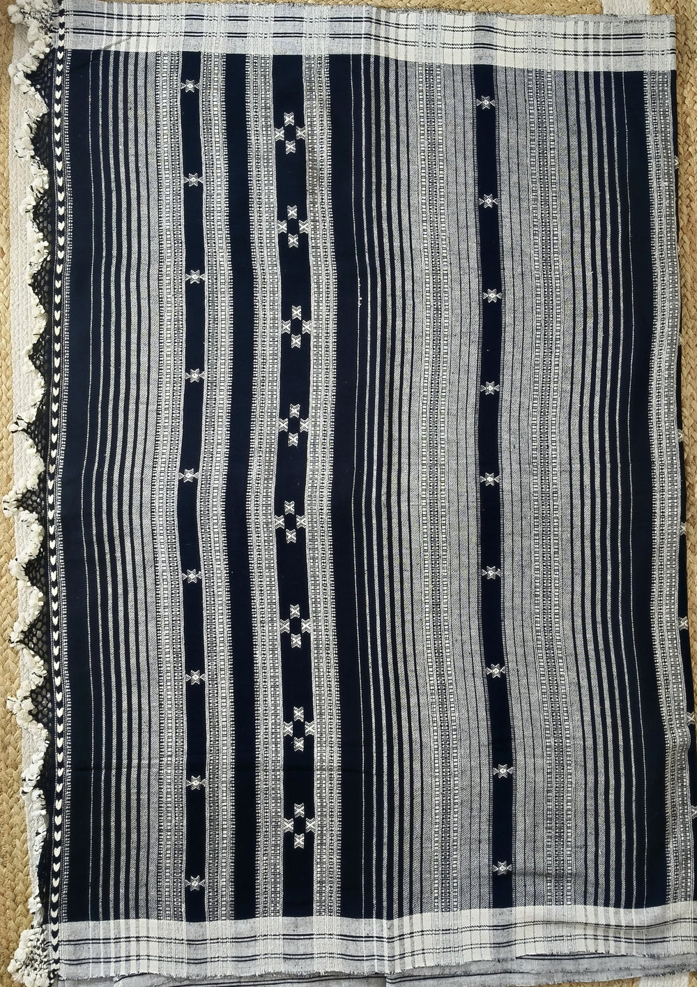 Bhujodi Kala Cotton Saree (Kutchi) - 5KC Black - Wefta