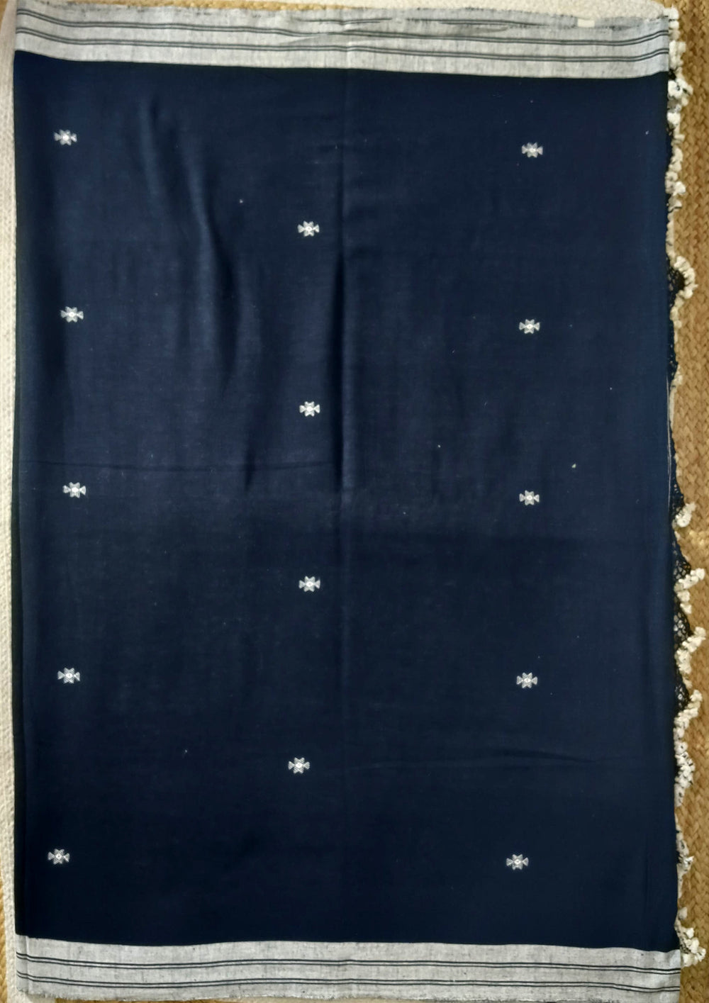 Bhujodi Kala Cotton Saree (Kutchi) - 5KC Black - Wefta