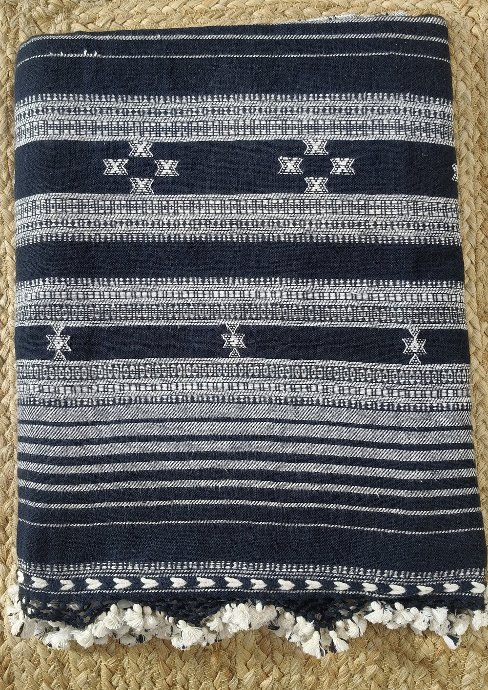 Bhujodi Kala Cotton Saree (Kutchi) - 5KC Black - Wefta
