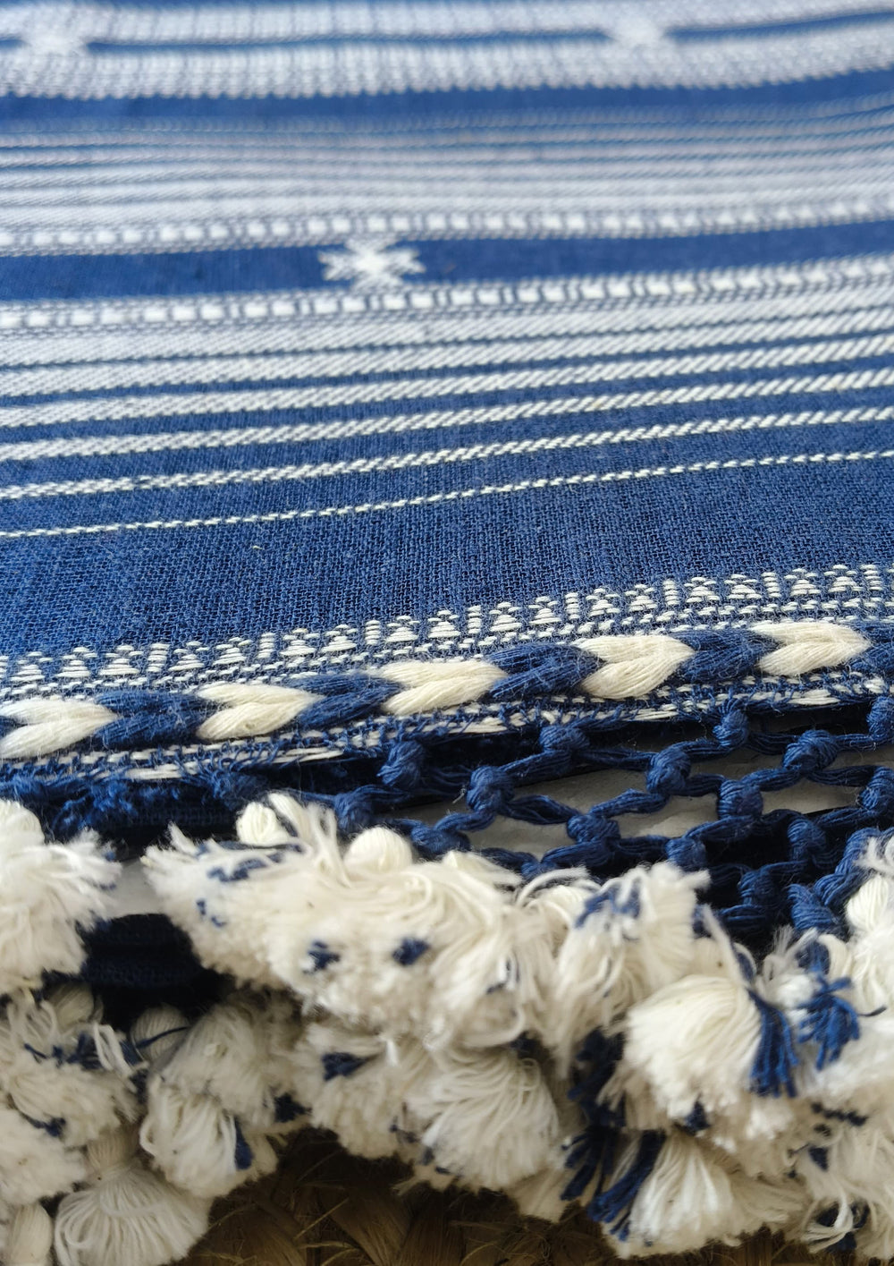Bhujodi Kala Cotton Saree (Kutchi) - 6KC Blue - Wefta