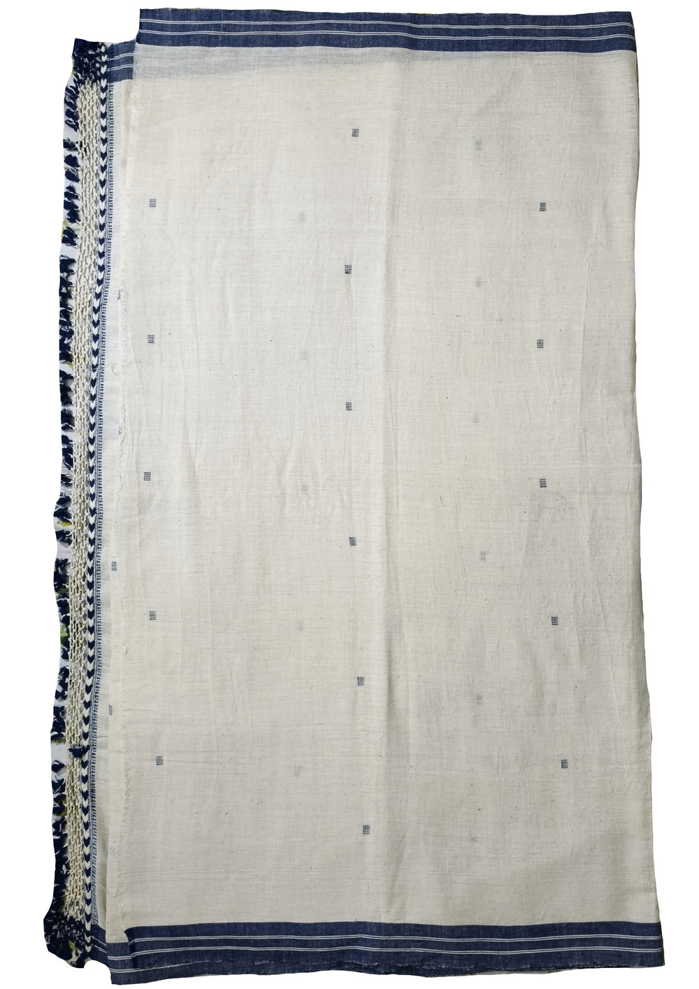 Bhujodi Kala Cotton Saree (Kutchi) - 7KC - white - Wefta