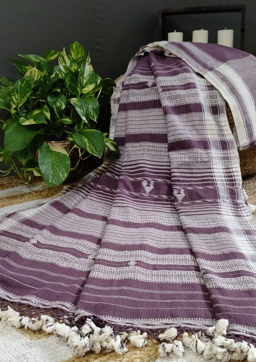 Bhujodi Kala Cotton Saree - Lilac - Wefta
