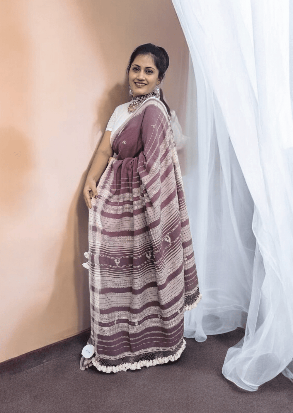 Bhujodi Kala Cotton Saree - Lilac - Wefta