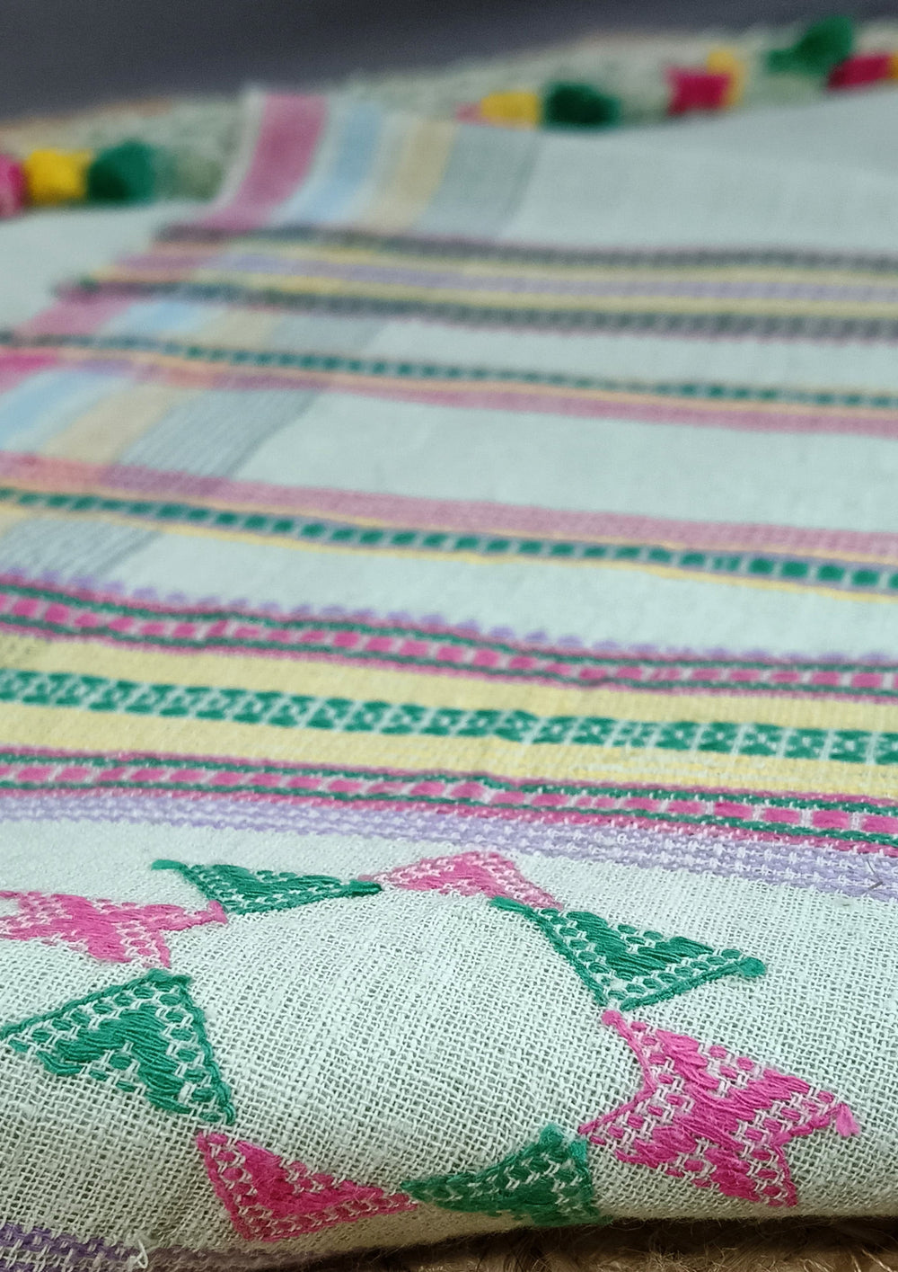 Bhujodi Kala Cotton Saree - Mint green - Wefta