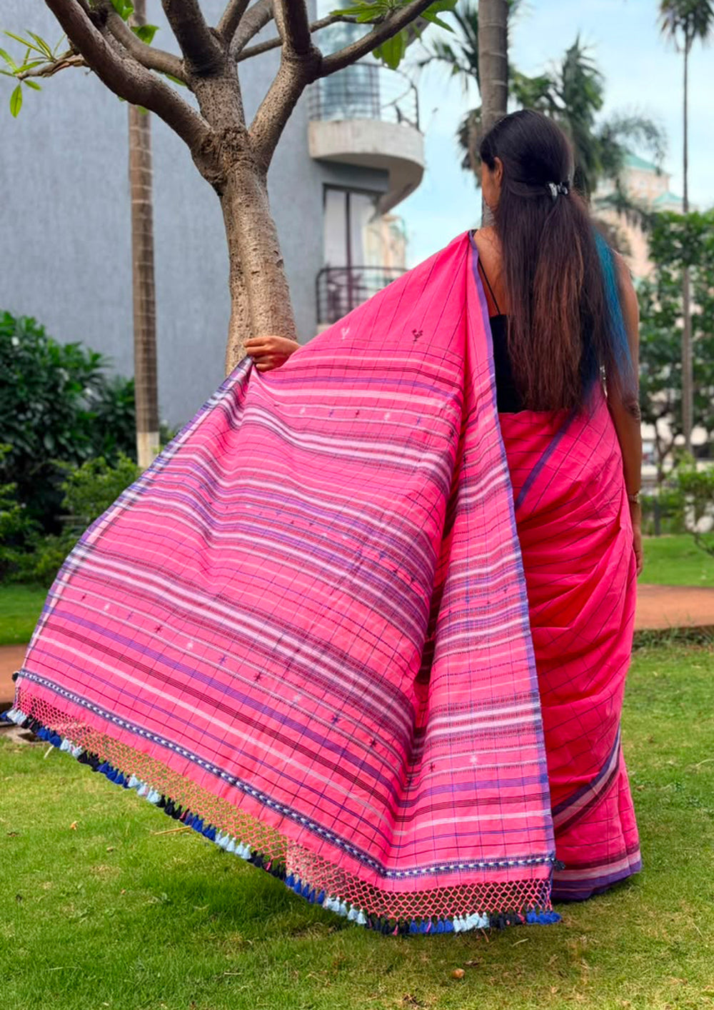Bhujodi Soft Cotton Saree (Kutchi)- 8KC Checks - Wefta