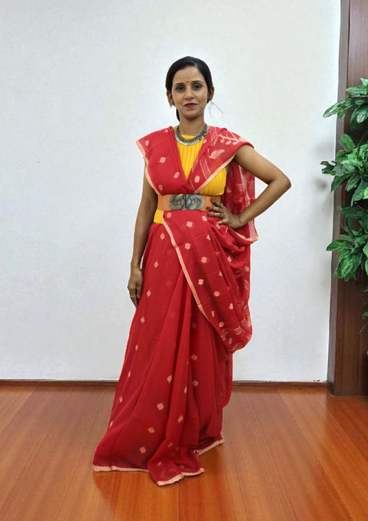 Cotton Jamdani Buti J23- Red