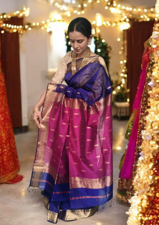 Maheshwari Saree- M8 Blue
