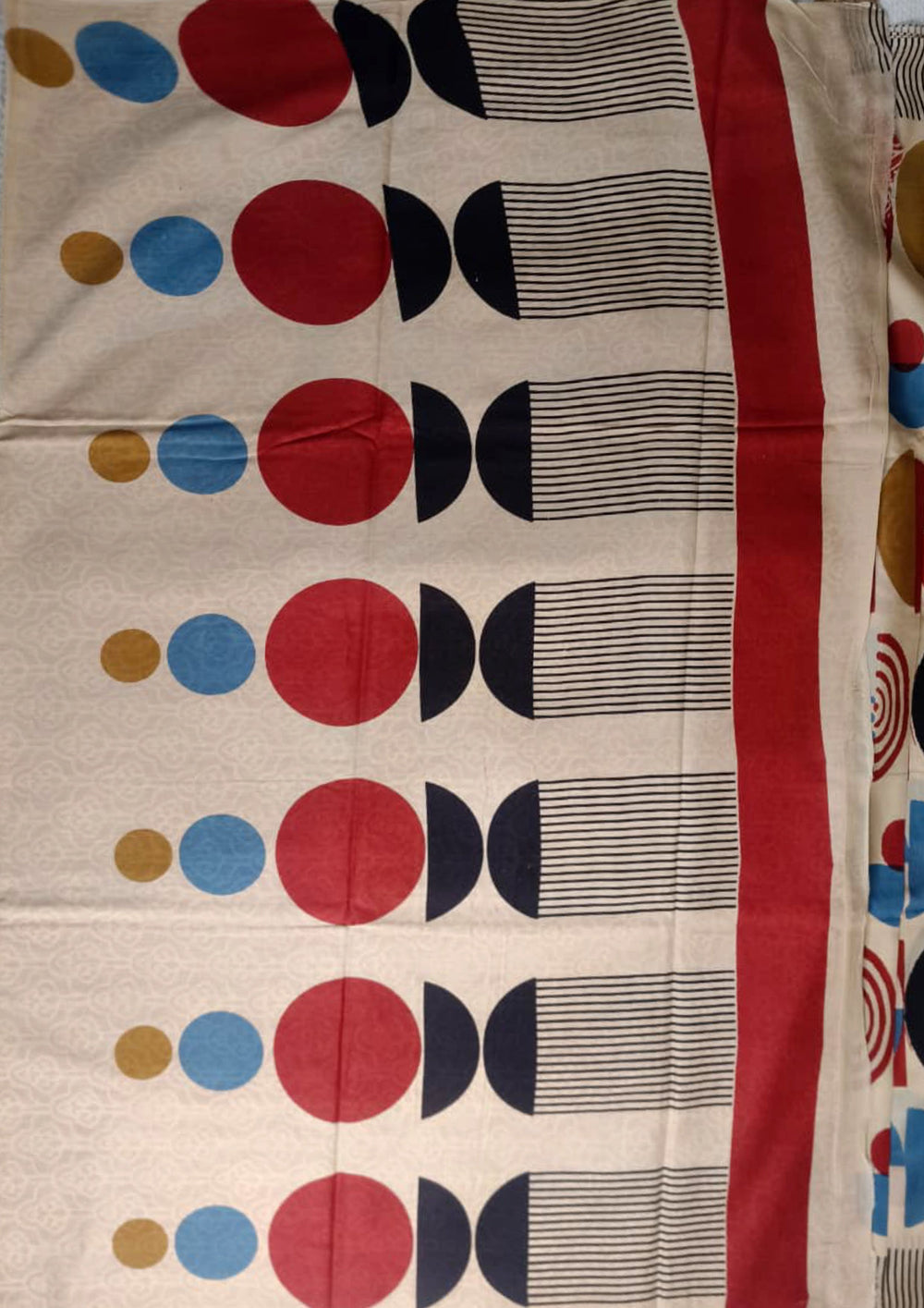 Block Printed Saree - Cream DP3 - Wefta