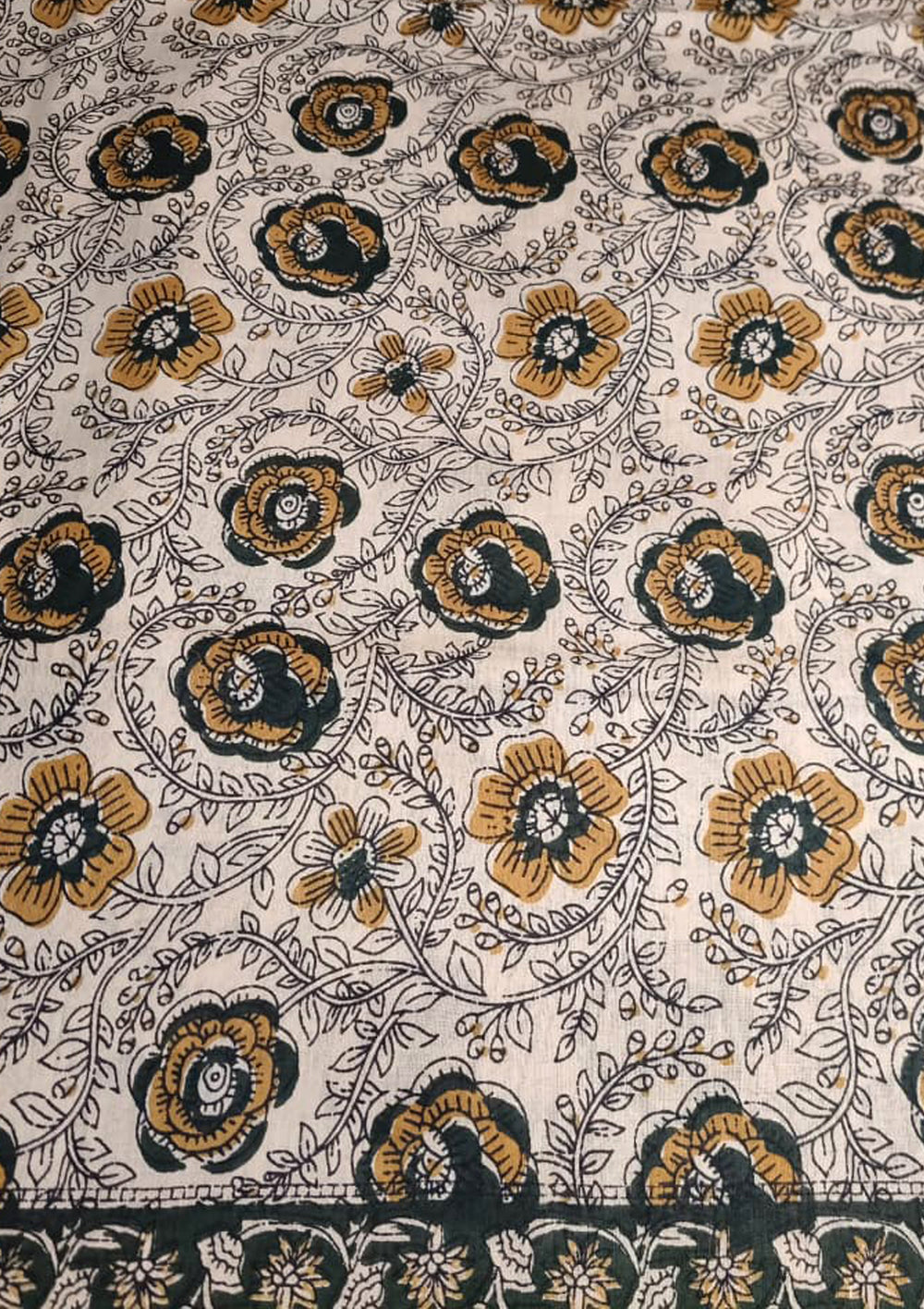 Block Printed Saree - Cream DP4 - Wefta