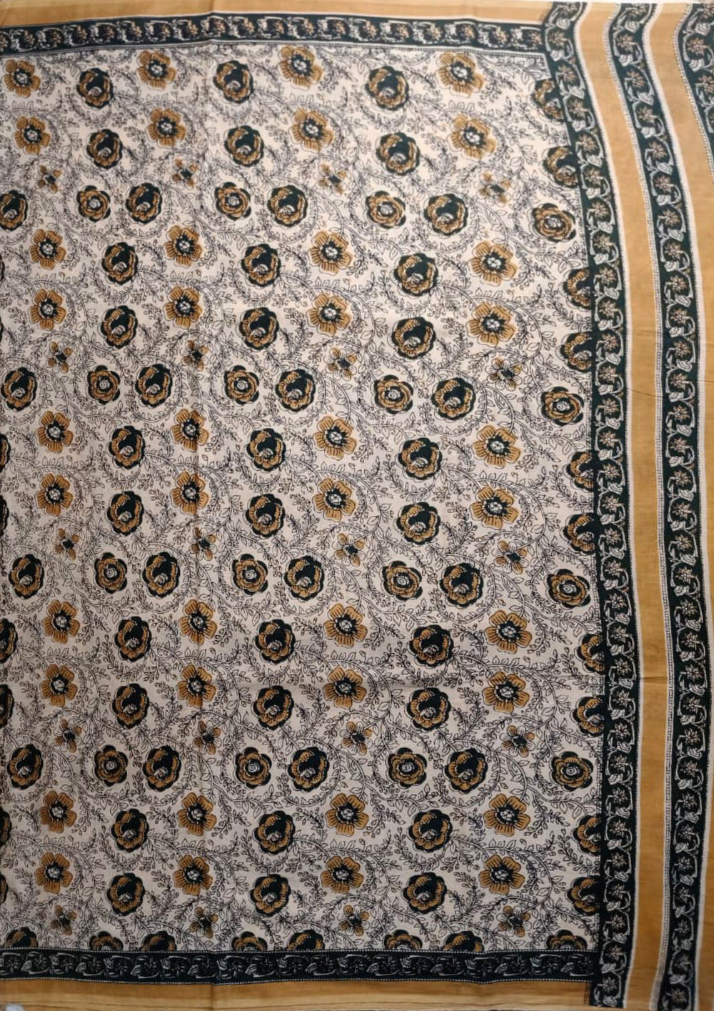 Block Printed Saree - Cream DP4 - Wefta