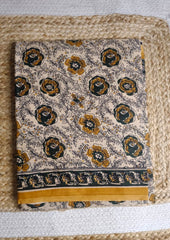 Block Printed Saree - Cream DP4 - Wefta