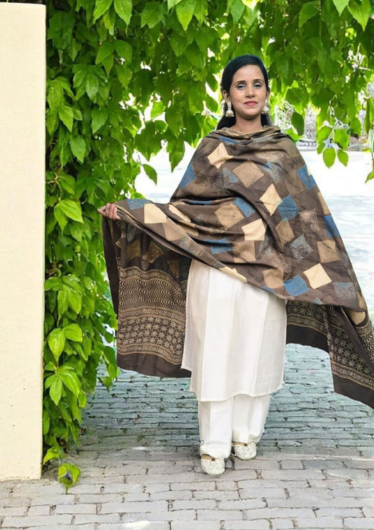 Ajrakh Cotton Dupatta- D5 Kashish