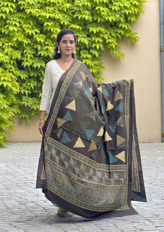 Ajrakh Cotton Dupatta- D2 Kashish
