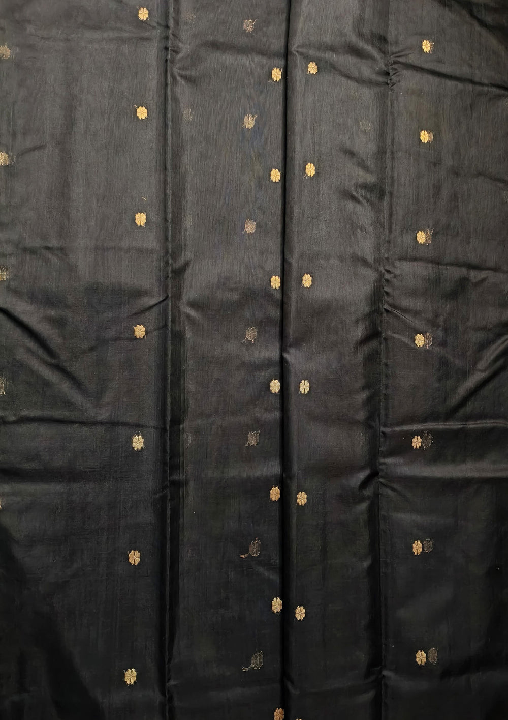 Chanderi Silk Saree - Bda phool buti - Black - Wefta