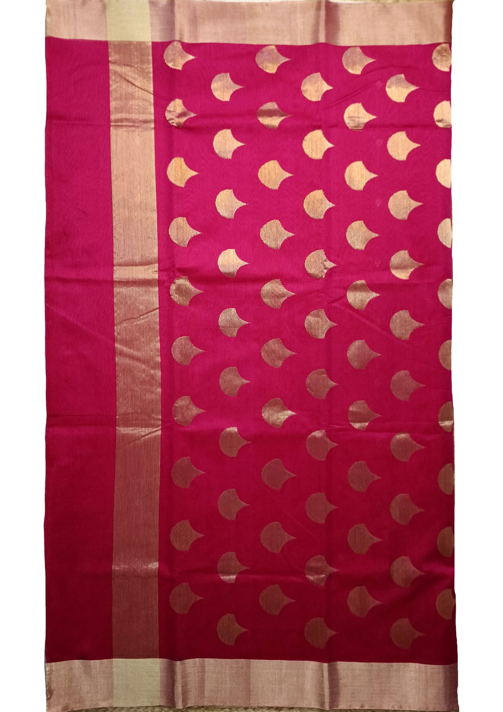 Chanderi Silk Saree - bund buti - Pink - Wefta