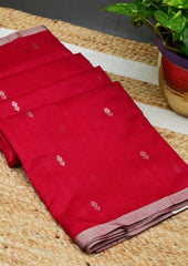 Chanderi Silk saree Phool Buti - Red - Wefta