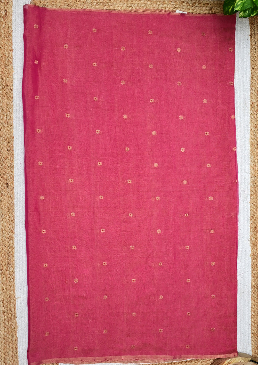 Chanderi Silk Saree Tissue- Pink - Wefta
