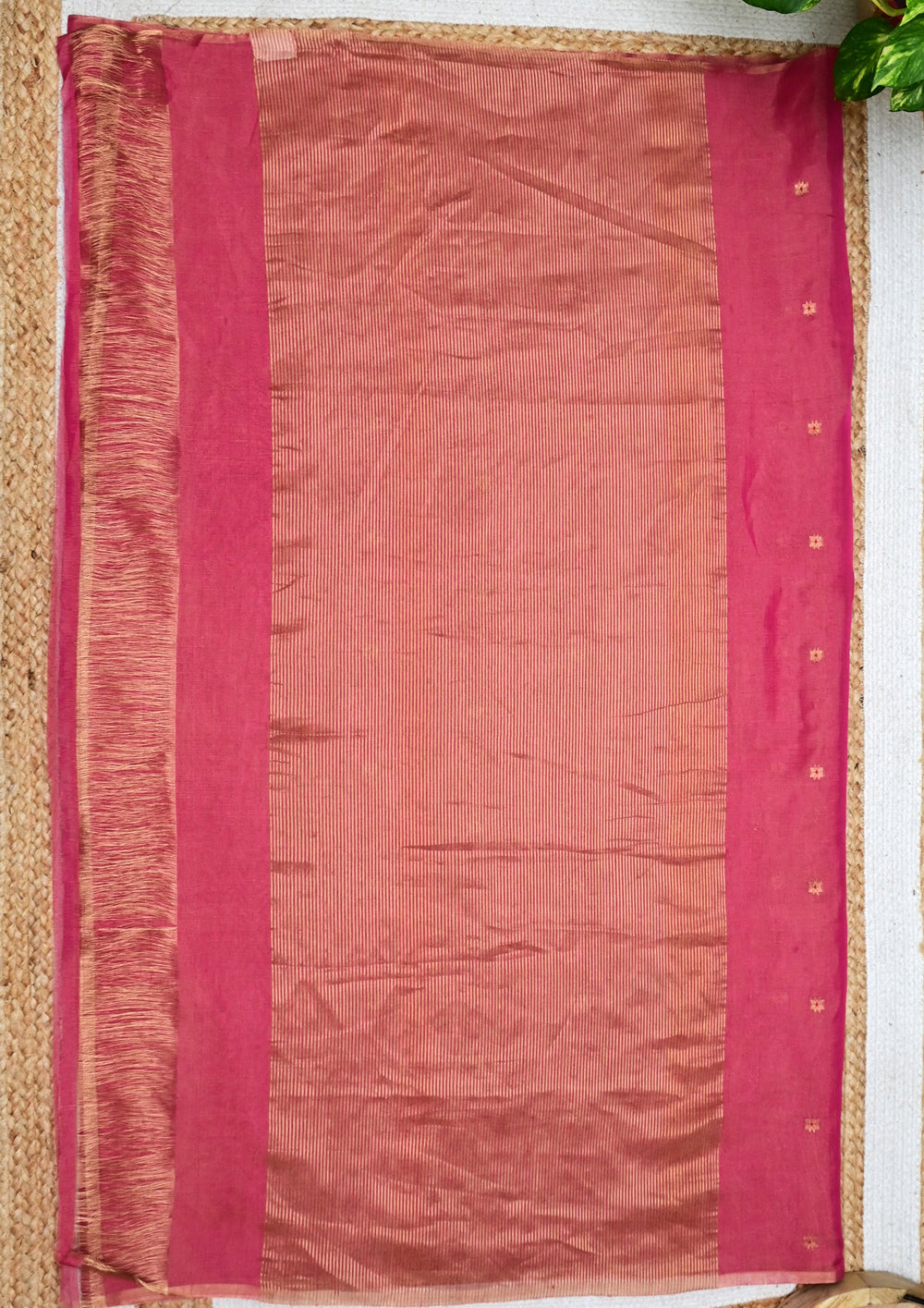 Chanderi Silk Saree Tissue- Pink - Wefta