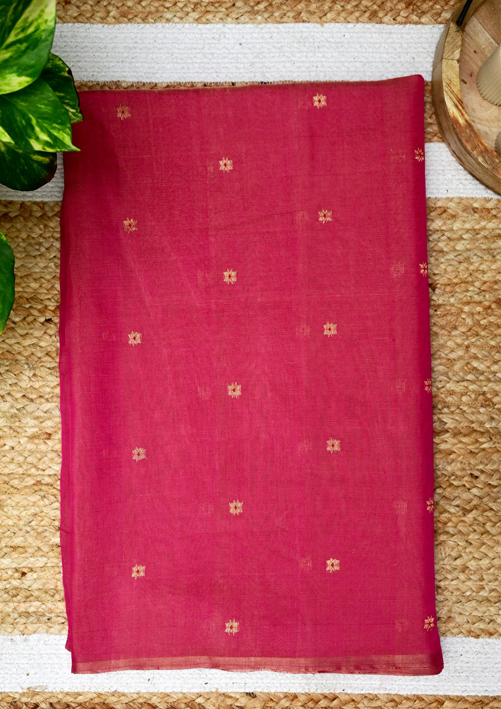 Chanderi Silk Saree Tissue- Pink - Wefta