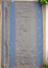 Chanderi Silk Tissue Saree Coin Buti- Blue - Wefta