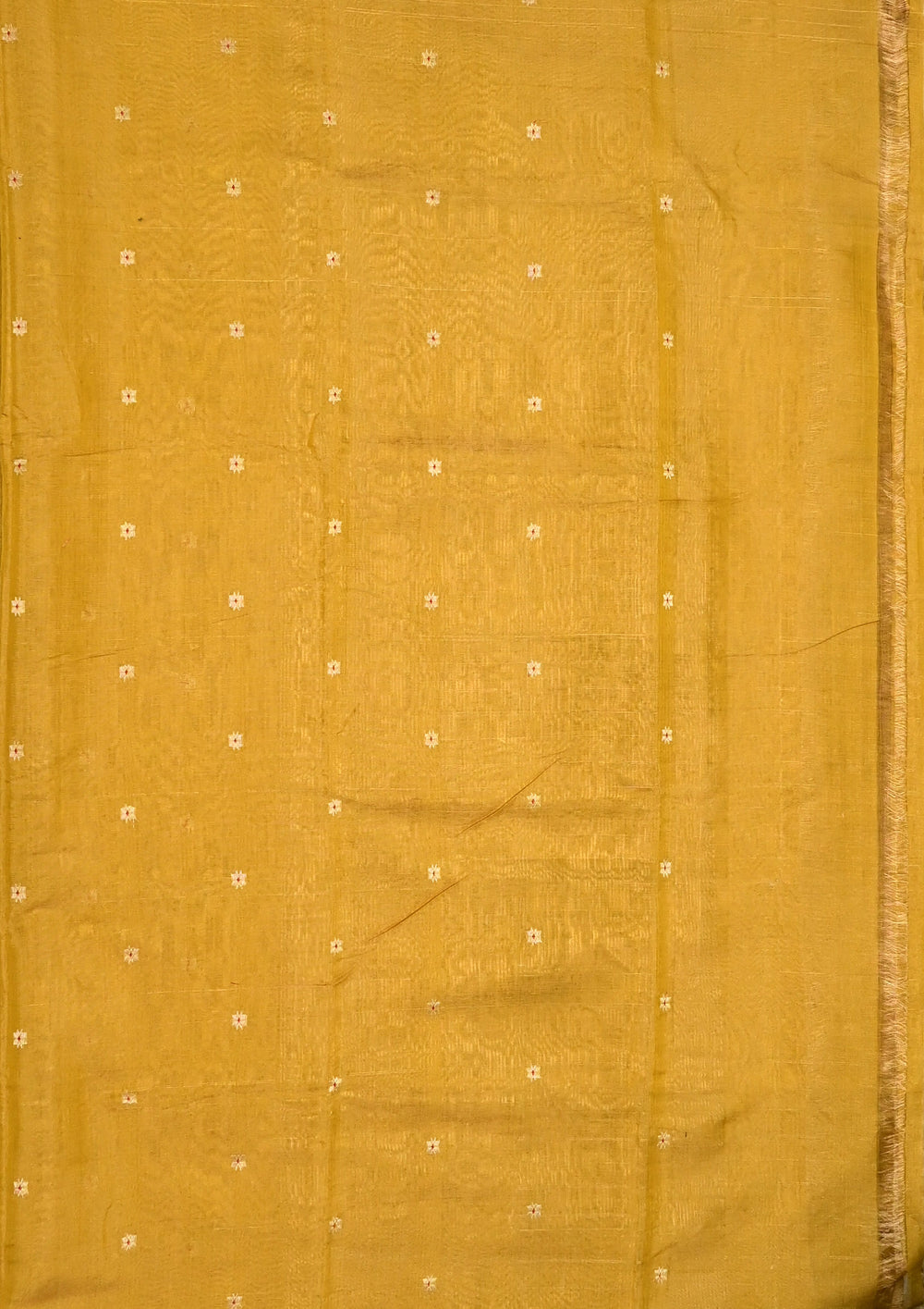 Chanderi Silk Tissue Saree- Mustard yellow - Wefta