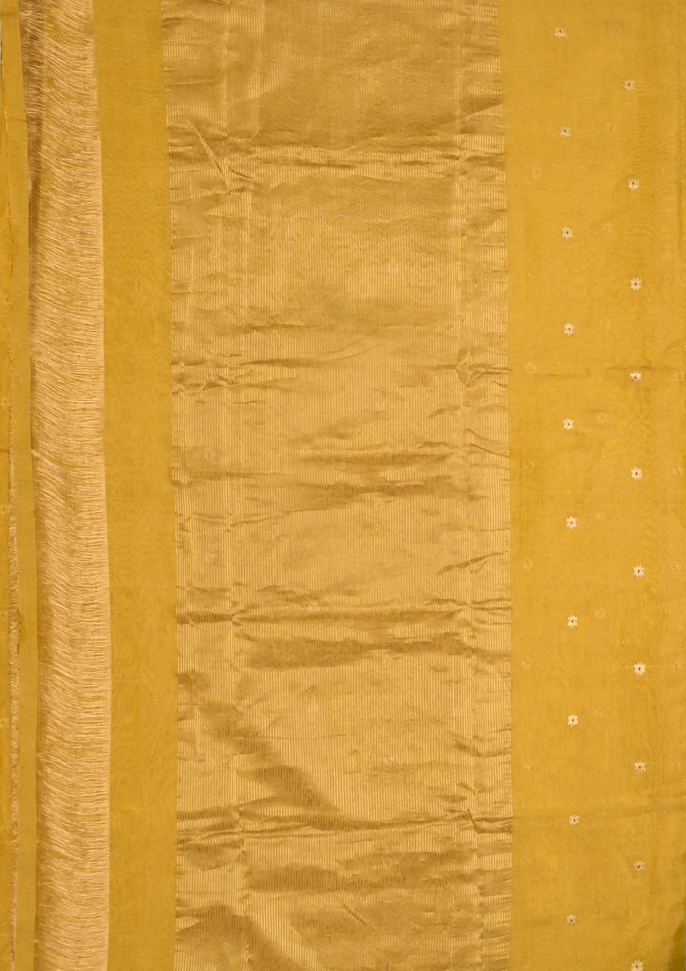 Chanderi Silk Tissue Saree- Mustard yellow - Wefta