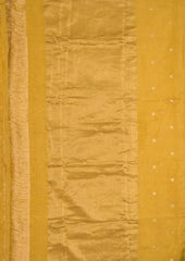 Chanderi Silk Tissue Saree- Mustard yellow - Wefta