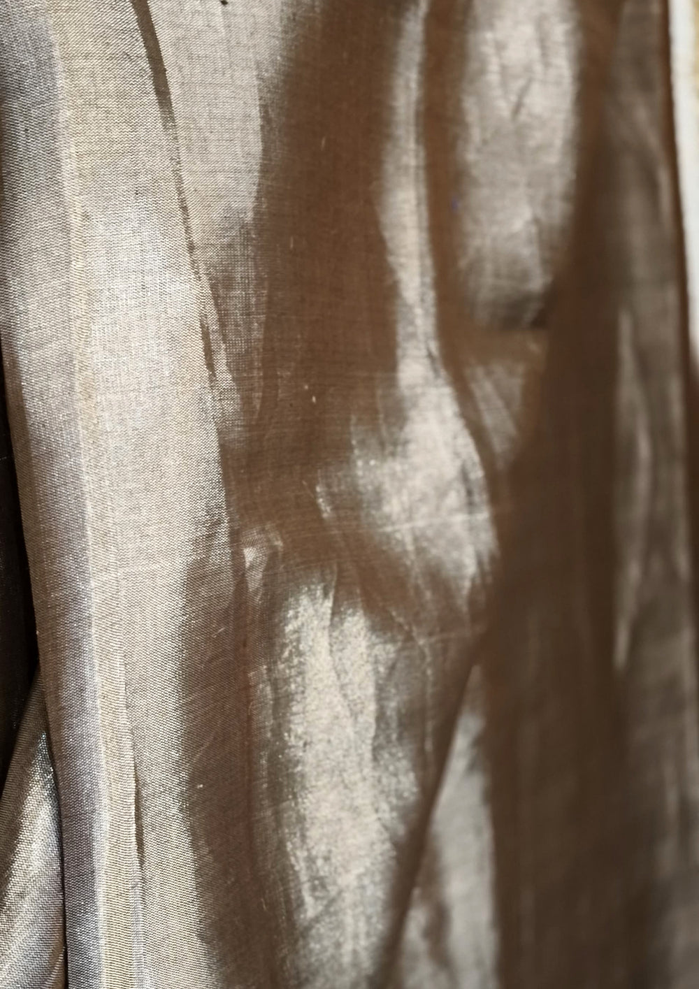 Chanderi Tissue Saree - Copper stripes - Wefta