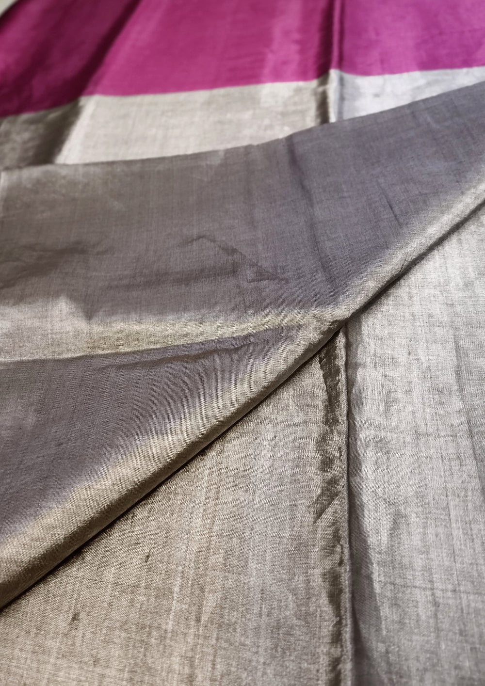 Chanderi Tissue Saree Dhup Chav - Pink & Copper - Wefta