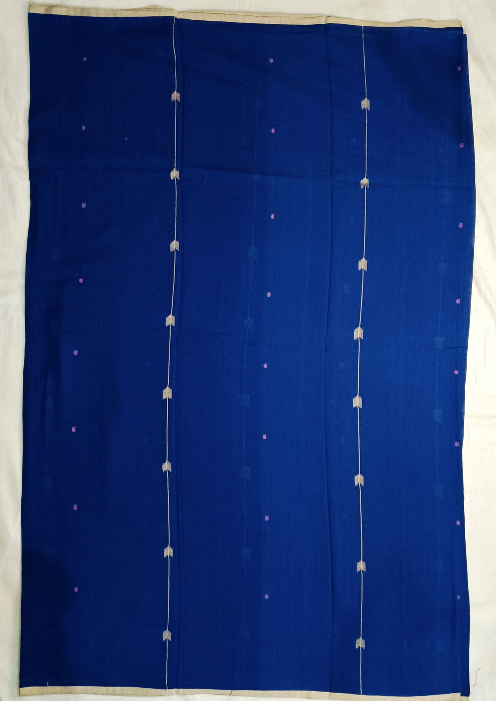 Cotton Jamdani Arrow Buti- Dark Blue - Wefta
