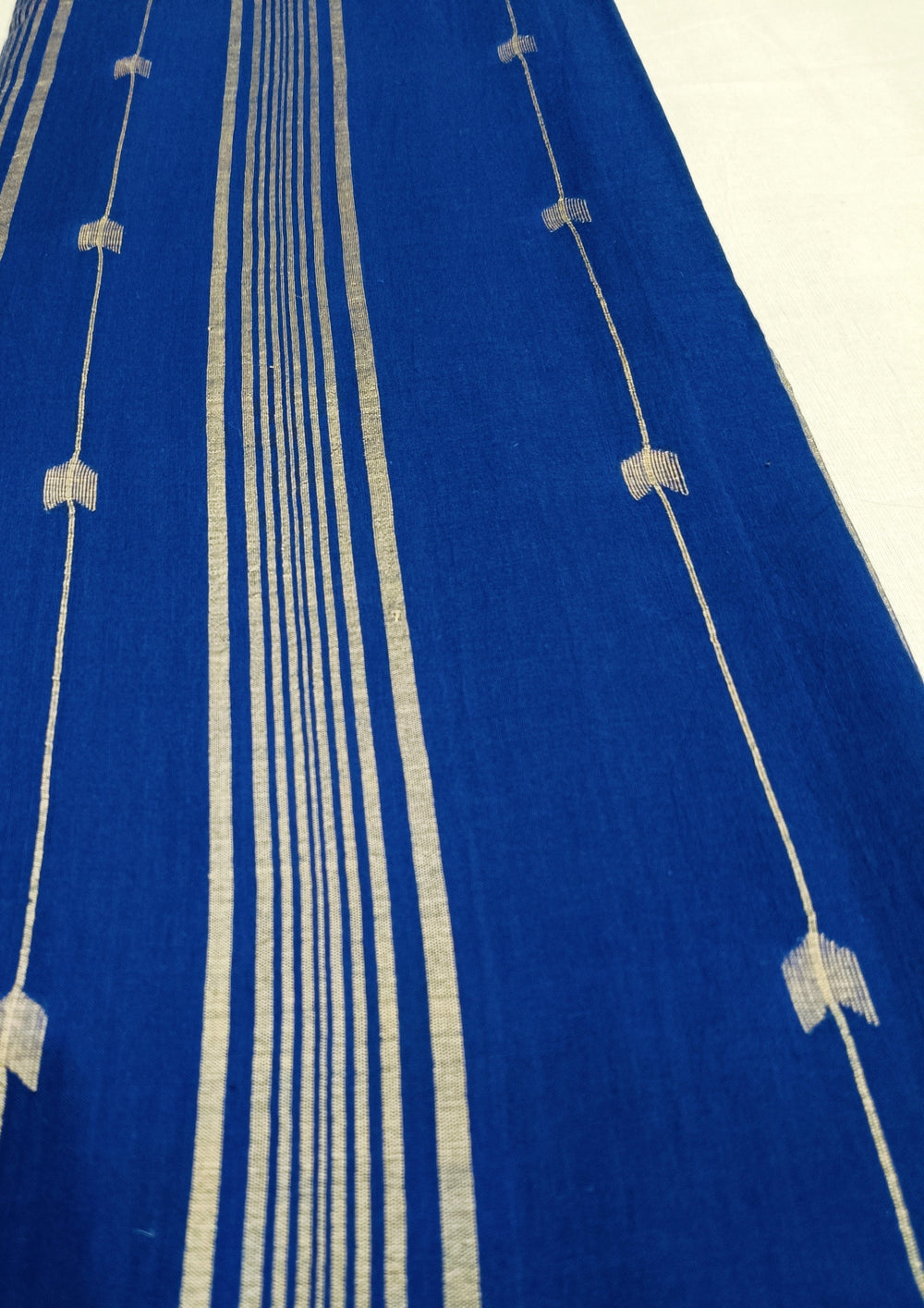 Cotton Jamdani Arrow Buti- Dark Blue - Wefta