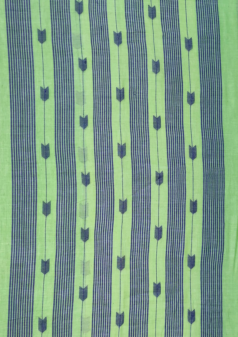 Cotton Jamdani Arrow Buti Saree- Light Green - Wefta