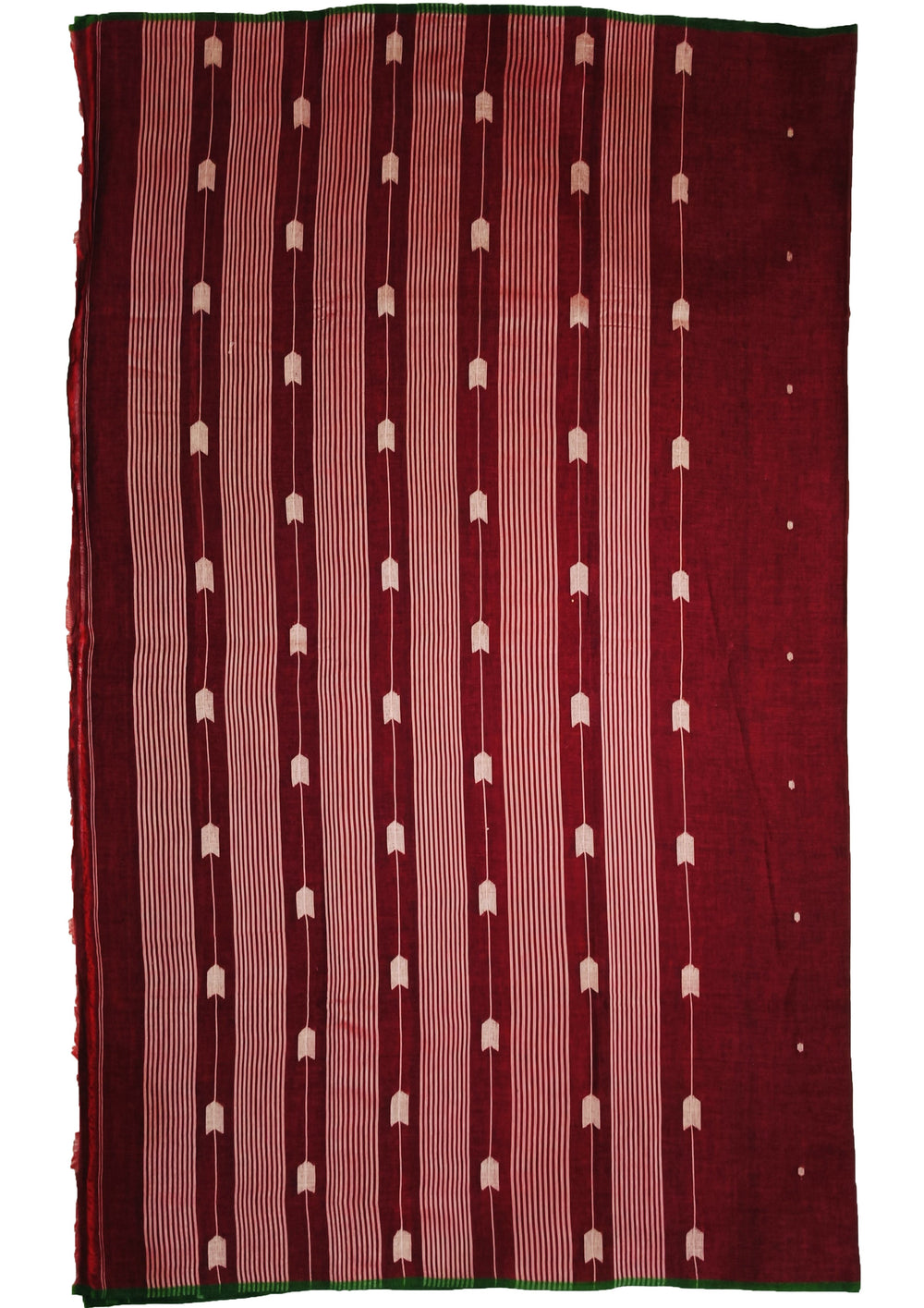 Cotton Jamdani Arrow Buti Saree- Maroon - Wefta