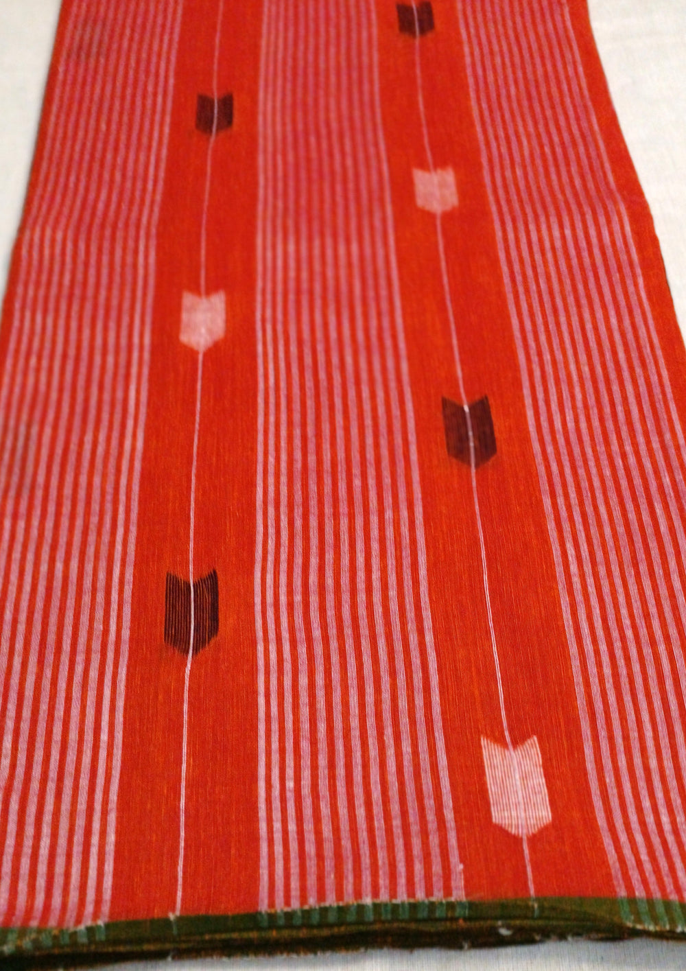 Cotton Jamdani Arrow Buti Saree- Orange - Wefta