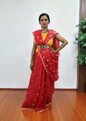 Cotton Jamdani Buti J23 - Red - Wefta