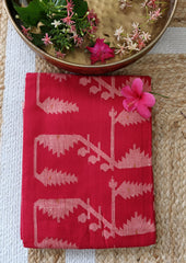 Cotton Jamdani Buti J23 - Red - Wefta
