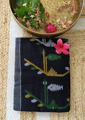 Cotton Jamdani Buti J24 - Black - Wefta