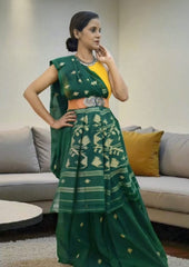 Cotton Jamdani Buti J25 - D Green - Wefta