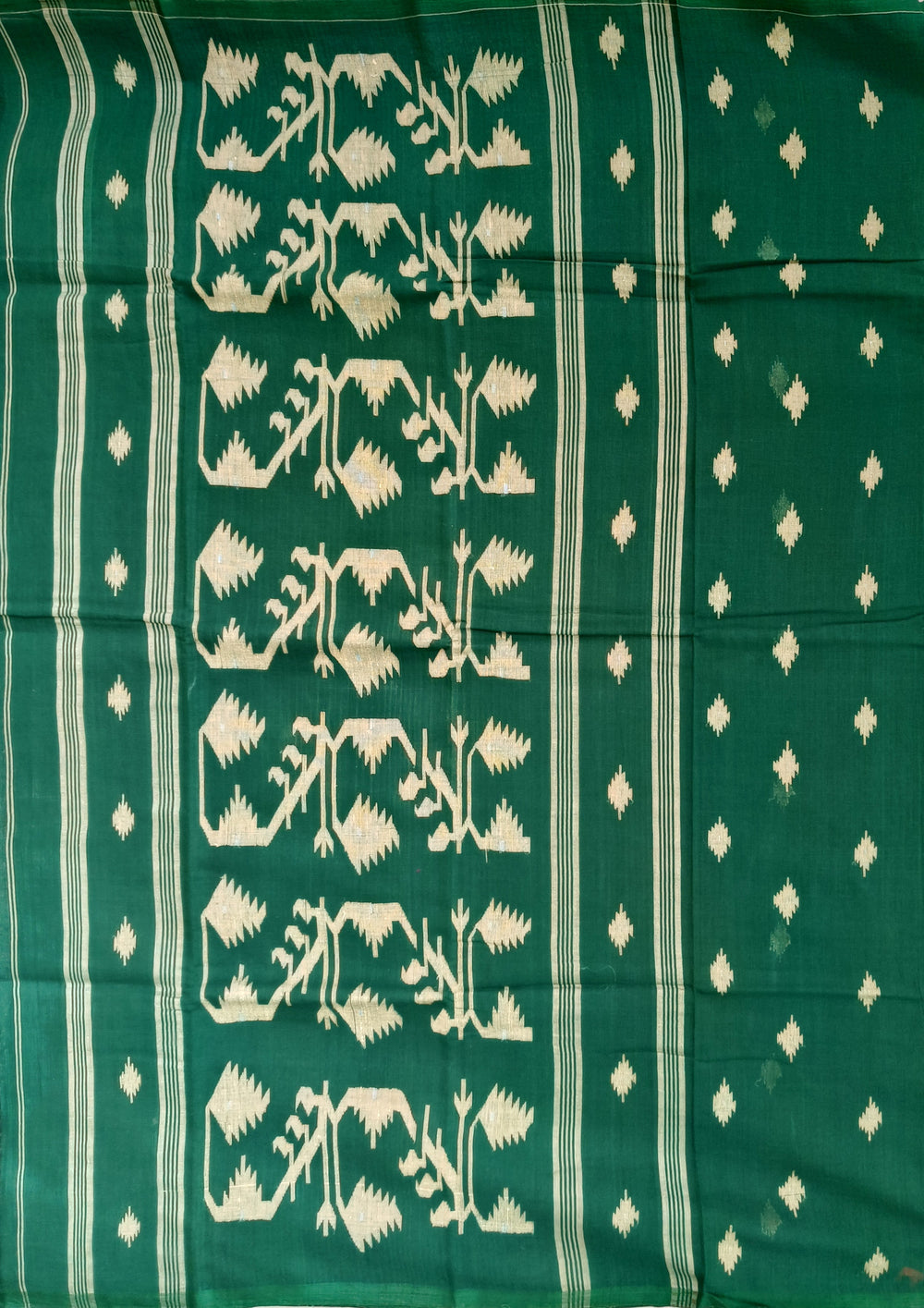 Cotton Jamdani Buti J25 - D Green - Wefta