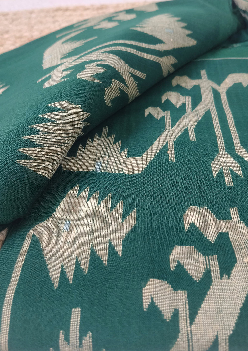 Cotton Jamdani Buti J25 - D Green - Wefta