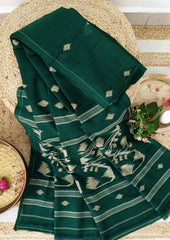 Cotton Jamdani Buti J25 - D Green - Wefta