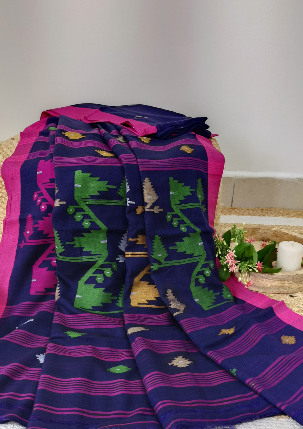 Cotton Jamdani Buti J26 - Purple - Wefta