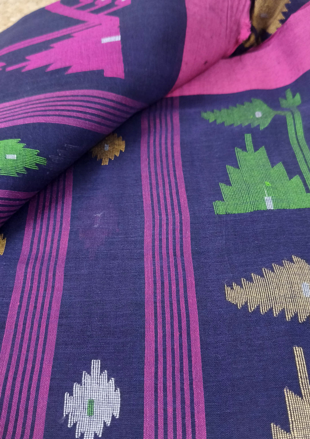 Cotton Jamdani Buti J26 - Purple - Wefta