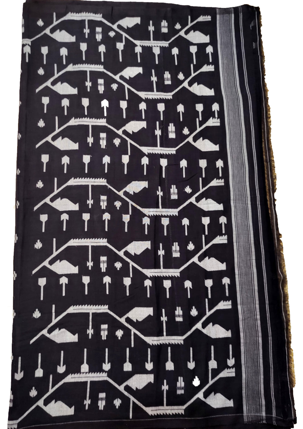 Cotton Jamdani Chir Buti Saree- Black - Wefta