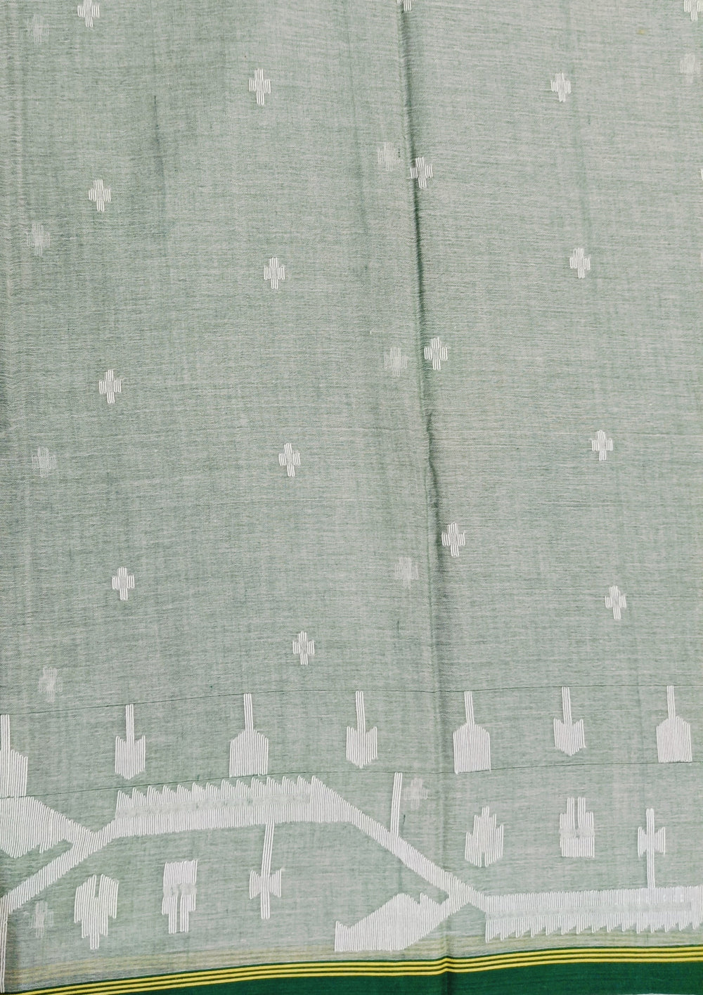 Cotton Jamdani Chir buti Saree - green - Wefta