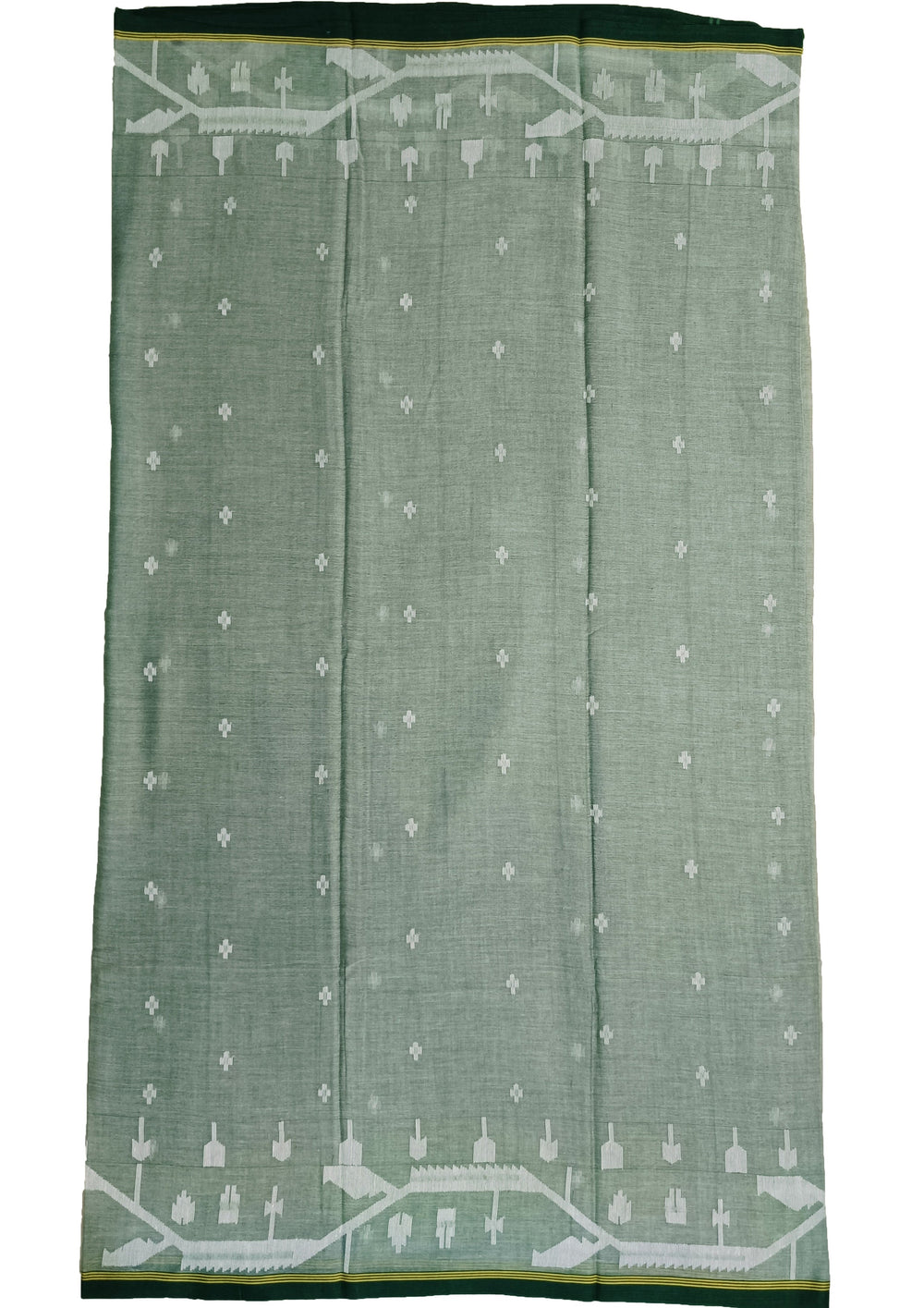 Cotton Jamdani Chir buti Saree - green - Wefta