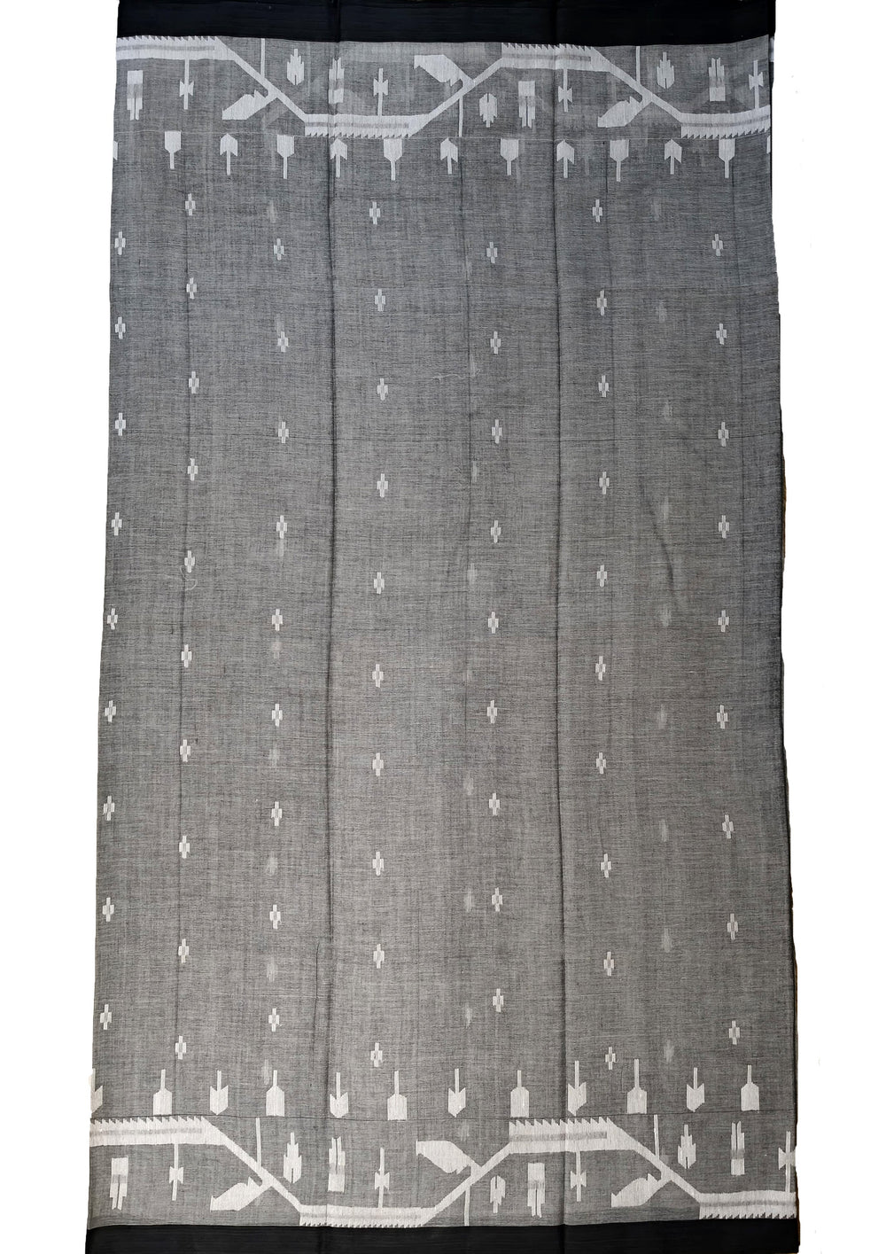 Cotton Jamdani Chir Buti Saree- Grey - Wefta