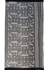 Cotton Jamdani Chir Buti Saree- Grey - Wefta
